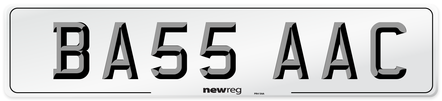 BA55 AAC Number Plate from New Reg